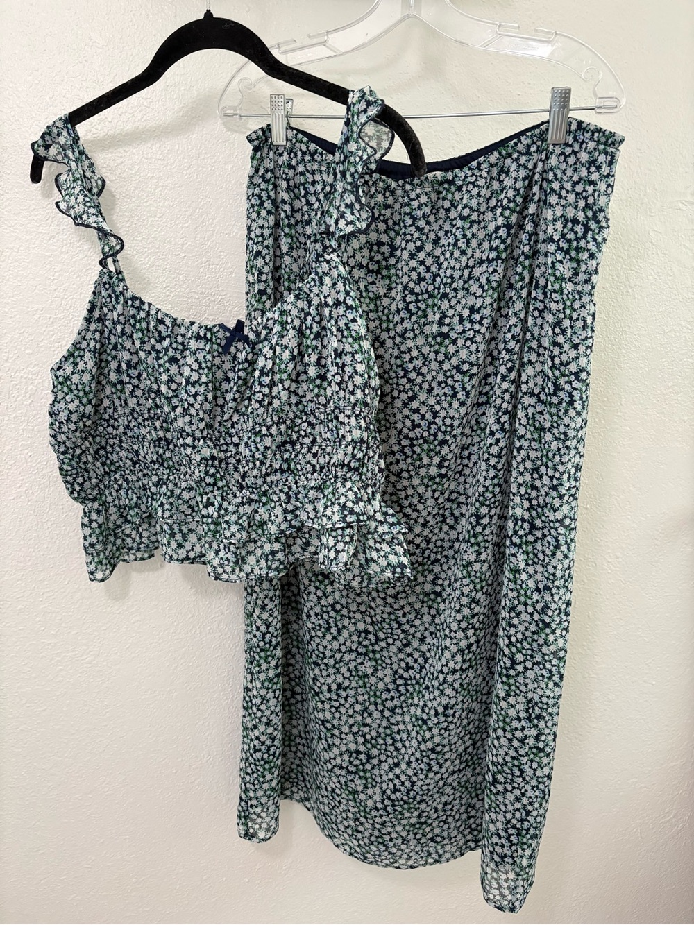 No Boundaries Navy and White Floral Maxi Skirt